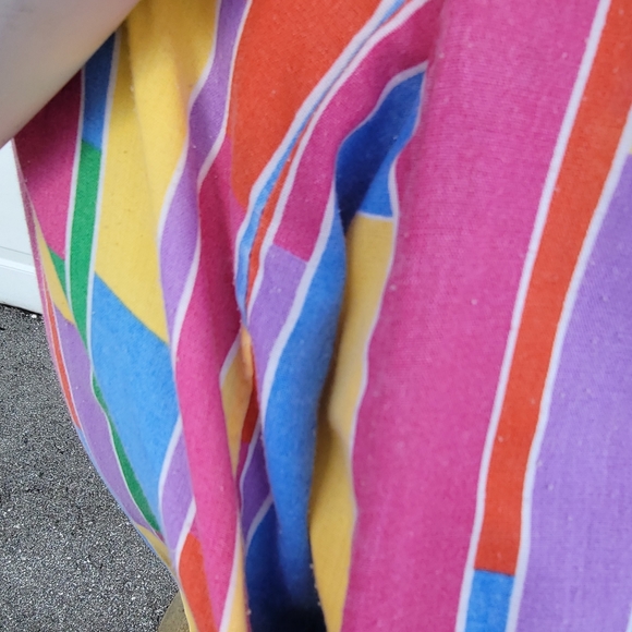 Rainbow Stripe 1970s Handmade House Dress Caftan Muu-Muu Full Length - Picture 8 of 12